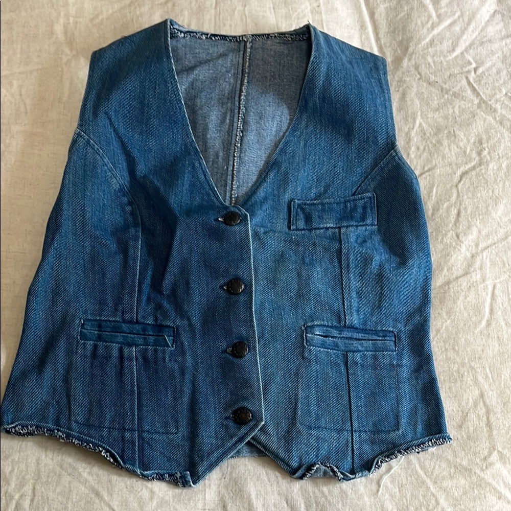 Vintage Western Blue Denim Vest